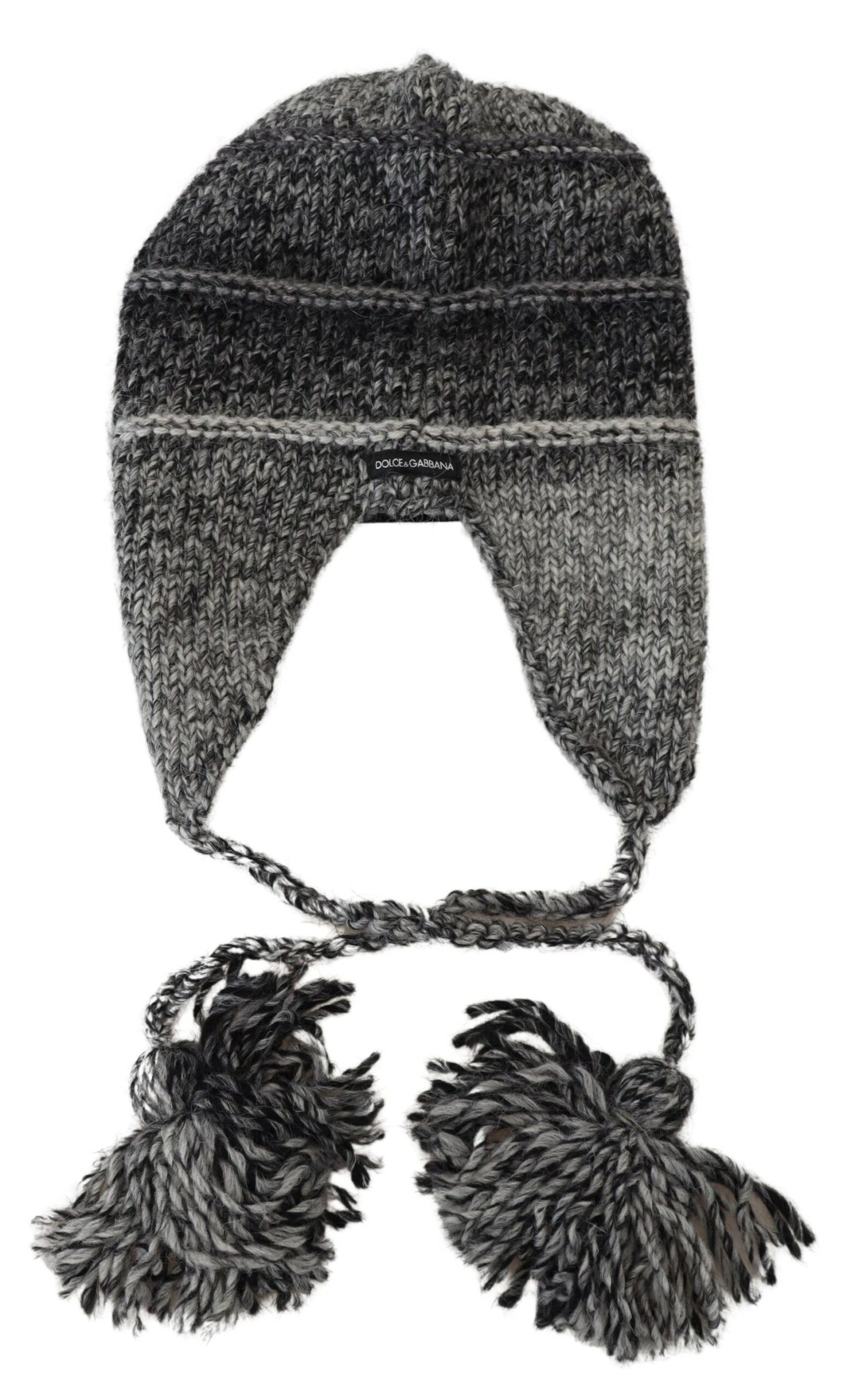 Gorro de punto Dolce & Gabbana gris cálido con forro polar y orejeras