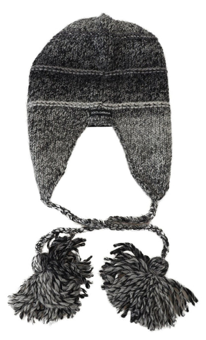 Gorro de punto Dolce & Gabbana gris cálido con forro polar y orejeras