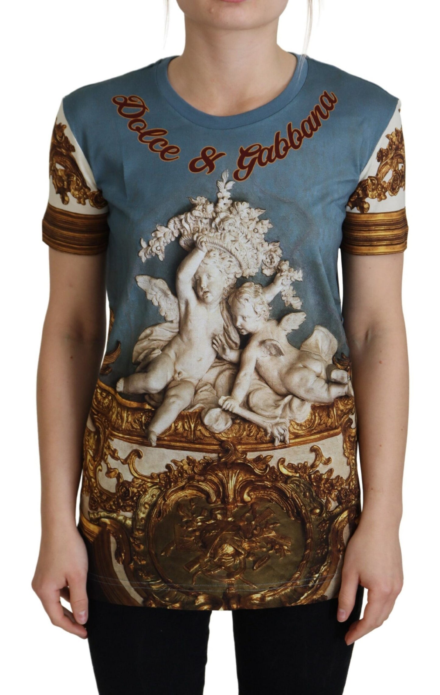 Camisa con Estampado de Ángel y Logotipo DG Multicolor Dolce & Gabbana