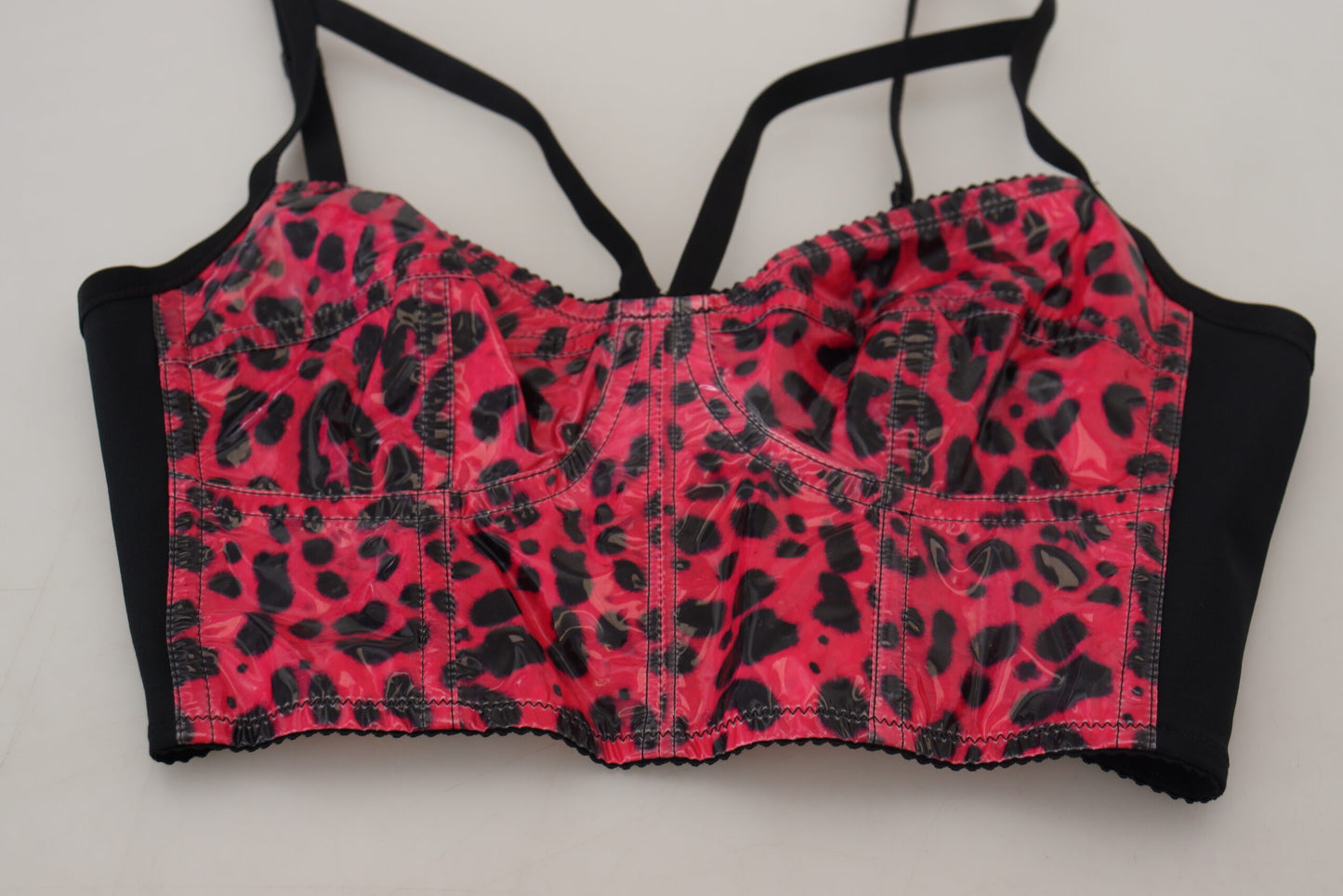 Top corsé bustier corto con estampado de leopardo rosa de Dolce & Gabbana