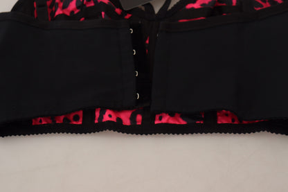 Top corsé bustier corto con estampado de leopardo rosa de Dolce & Gabbana