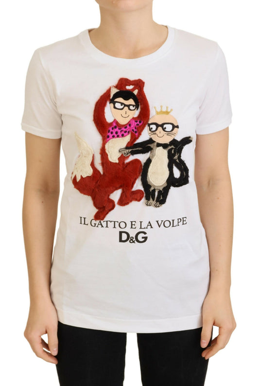 Dolce & Gabbana Camiseta Top Blanco Texturizado Manga Corta