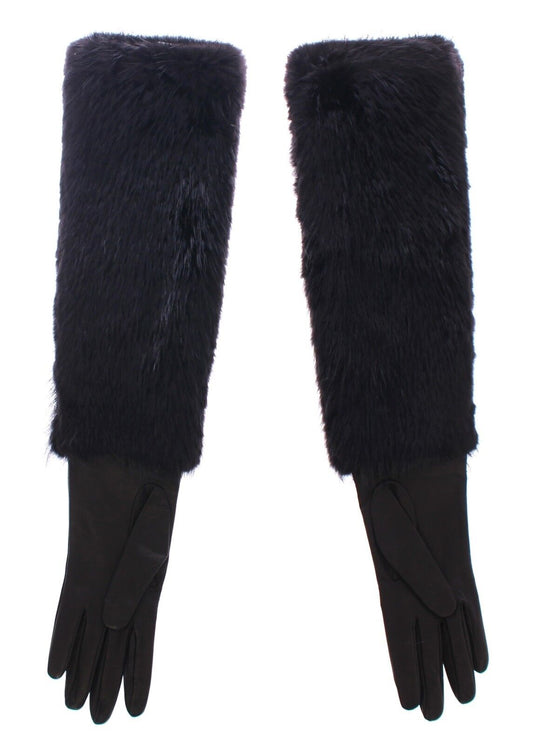Guantes de codo Dolce & Gabbana de piel de cordero y piel de castor negros