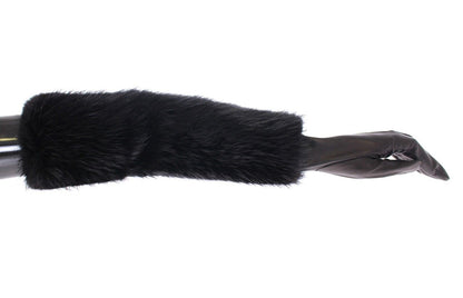 Guantes de codo Dolce & Gabbana de piel de cordero y piel de castor negros