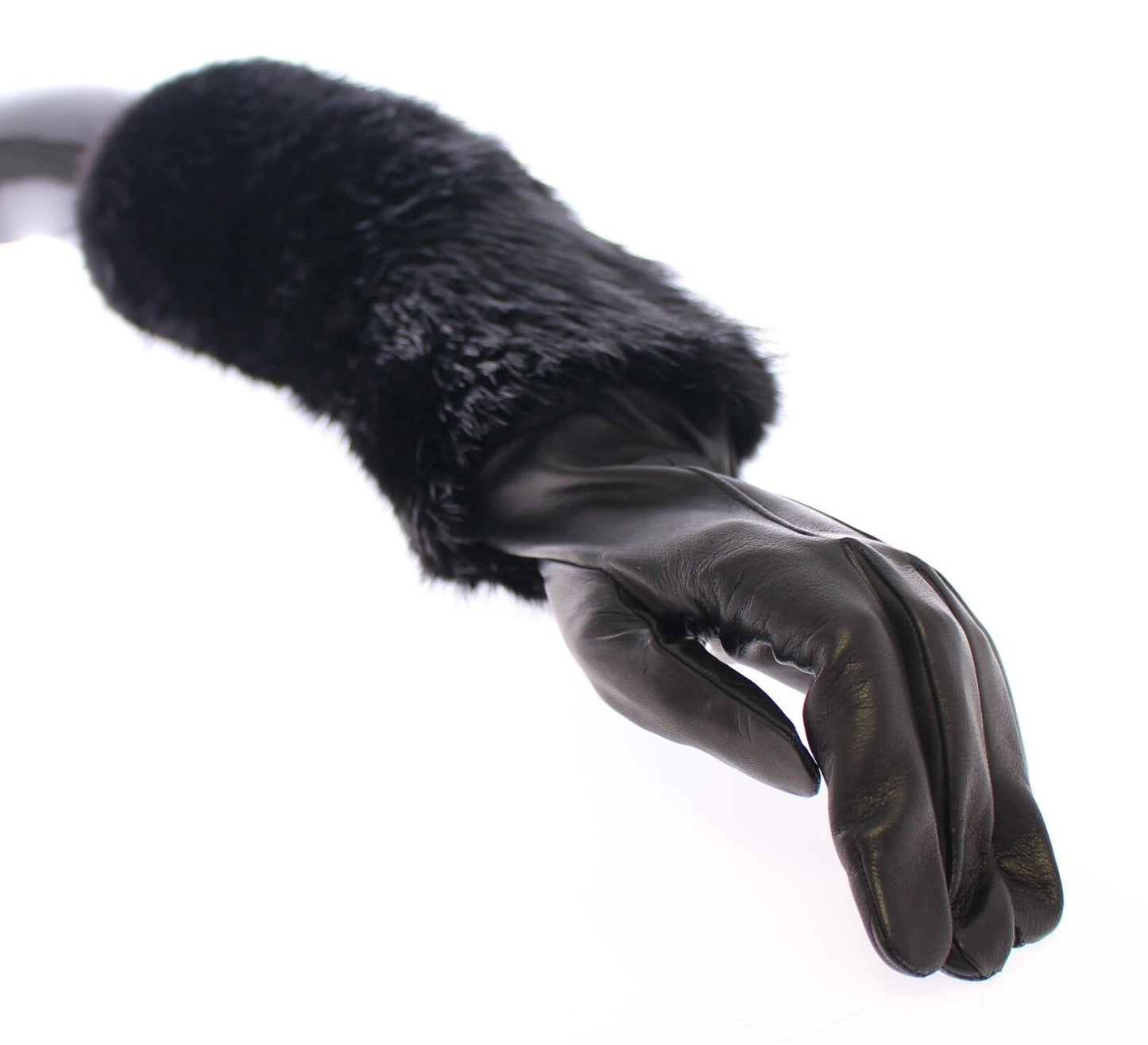 Guantes de codo Dolce & Gabbana de piel de cordero y piel de castor negros