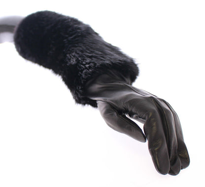 Guantes de codo Dolce & Gabbana de piel de cordero y piel de castor negros