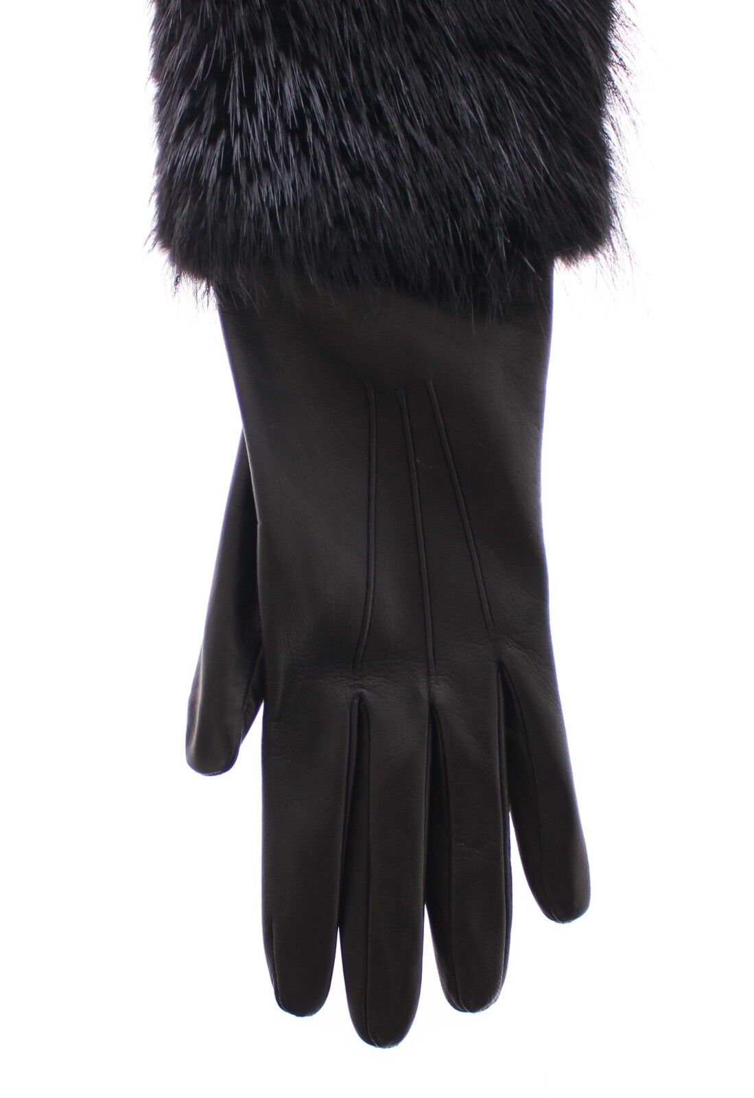 Guantes de codo Dolce & Gabbana de piel de cordero y piel de castor negros
