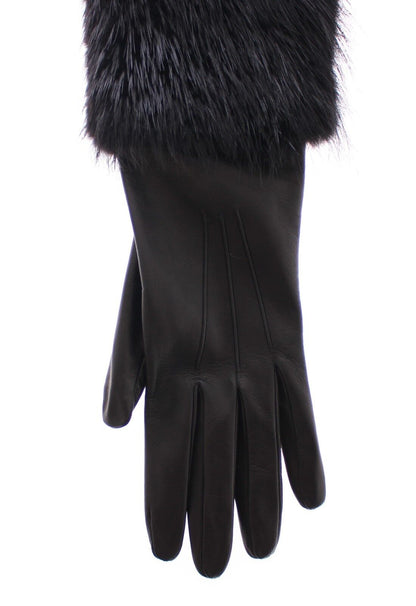 Guantes de codo Dolce & Gabbana de piel de cordero y piel de castor negros