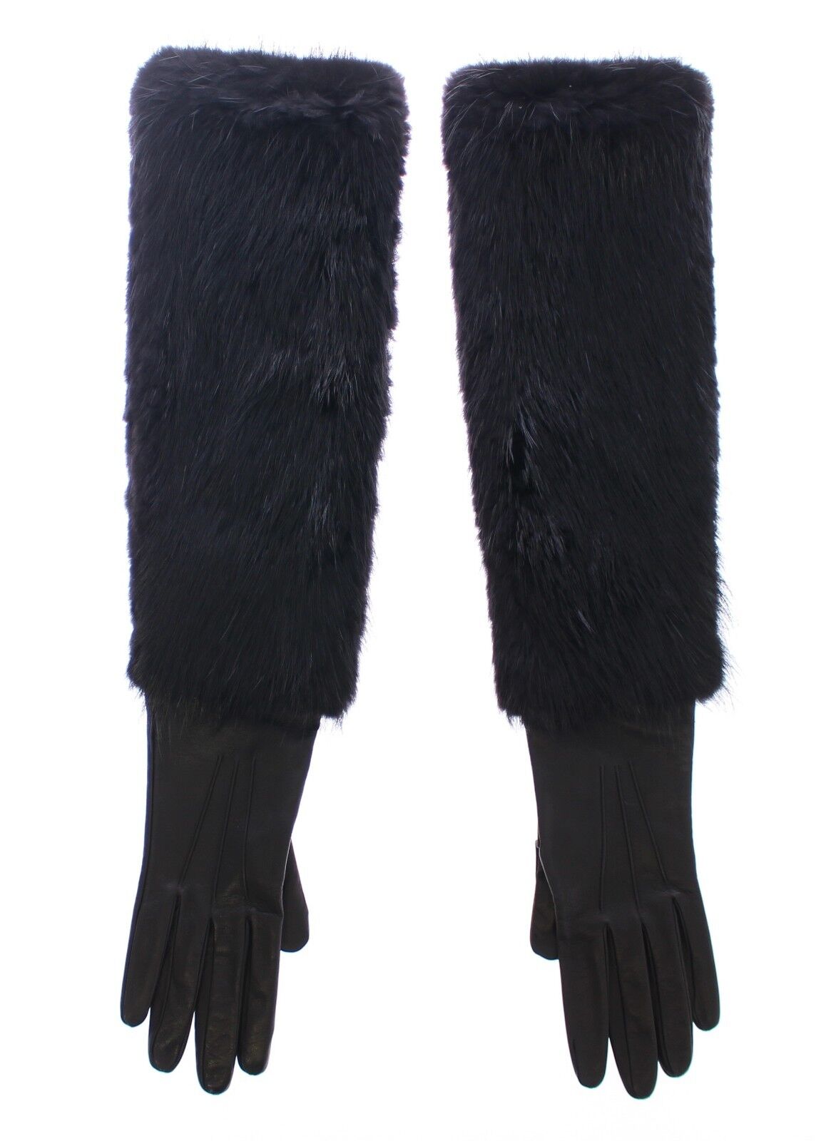 Guantes de codo Dolce & Gabbana de piel de cordero y piel de castor negros