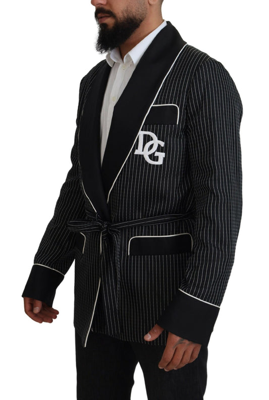 Dolce & Gabbana Chaqueta de hombre con raya, parche DG y bata negra