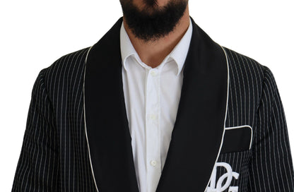 Dolce & Gabbana Chaqueta de hombre con raya, parche DG y bata negra
