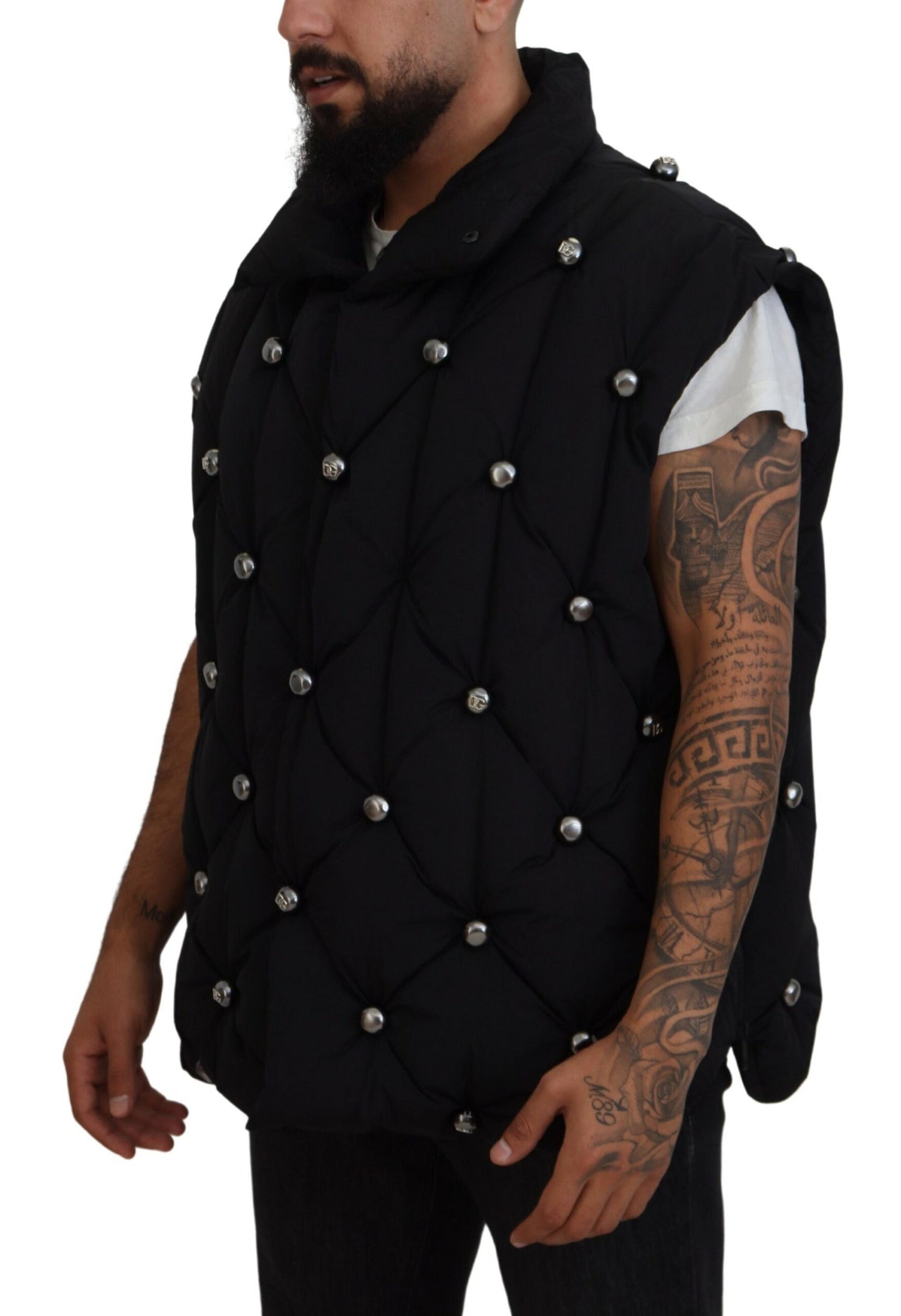 Chaqueta sin mangas negra Dolce & Gabbana con adorno metálico DG