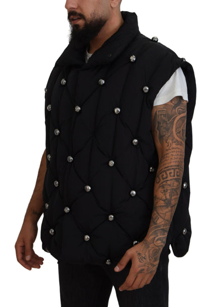 Chaqueta sin mangas negra Dolce & Gabbana con adorno metálico DG
