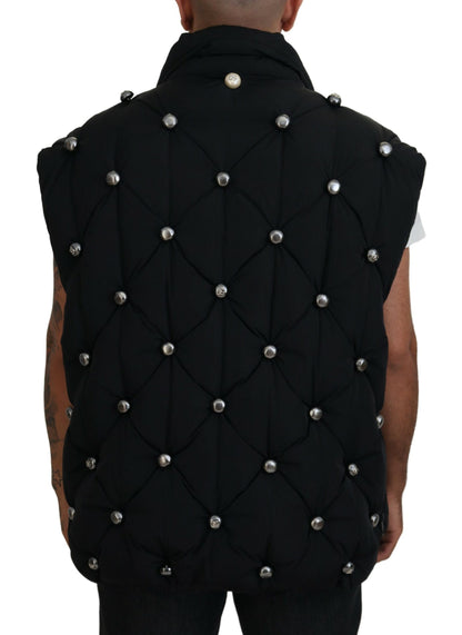 Chaqueta sin mangas negra Dolce & Gabbana con adorno metálico DG