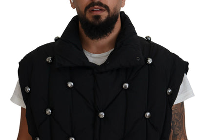 Chaqueta sin mangas negra Dolce & Gabbana con adorno metálico DG