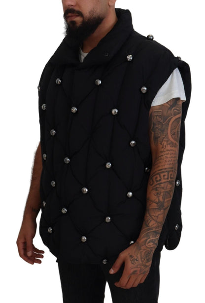 Chaqueta sin mangas negra Dolce & Gabbana con adorno metálico DG
