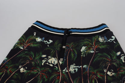 Dolce & Gabbana Pantalones cortos casuales de algodón negro con estampado Volcano