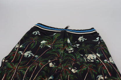 Dolce & Gabbana Pantalones cortos casuales de algodón negro con estampado Volcano