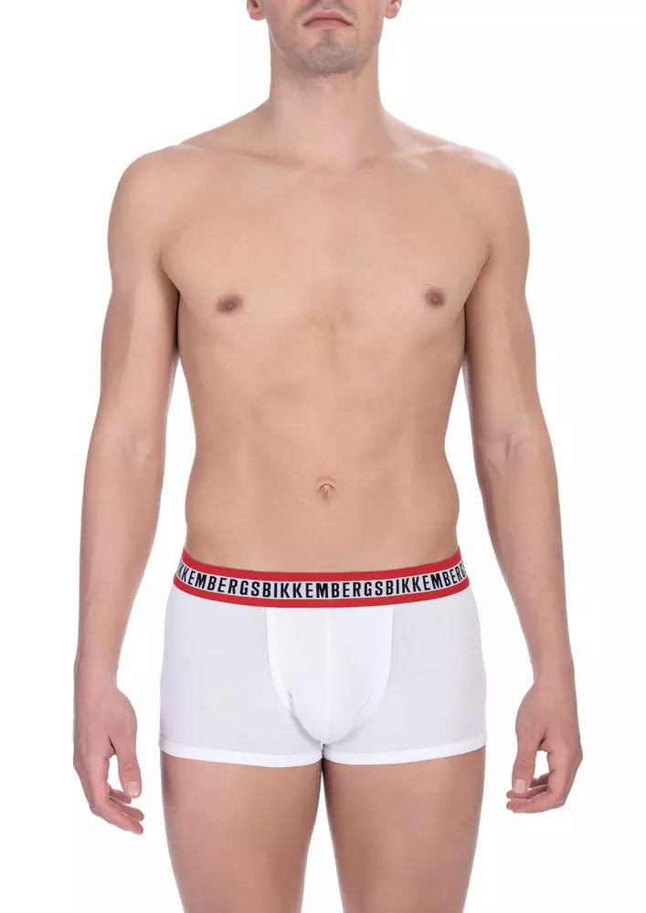 Bikkembergs Calzoncillos Bóxer de Algodón Blanco para Hombre, Paquete Doble