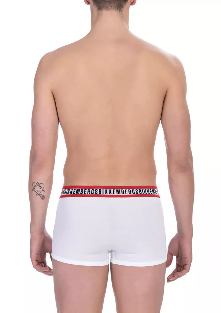Bikkembergs Calzoncillos Bóxer de Algodón Blanco para Hombre, Paquete Doble