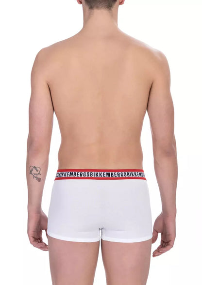 Bikkembergs Calzoncillos Bóxer de Algodón Blanco para Hombre, Paquete Doble