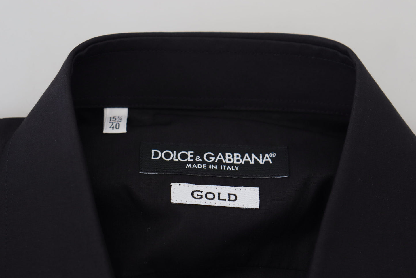 Camisa Dorada de Manga Larga para Hombre con Bordado Floral Negro de Dolce & Gabbana