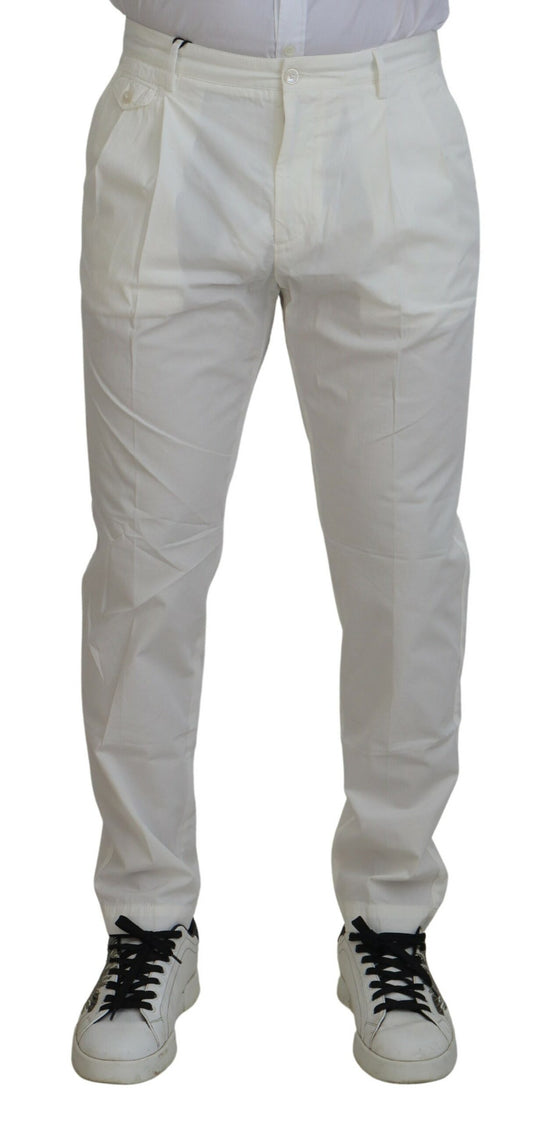 Pantalones chinos ajustados blancos de algodón Dolce & Gabbana