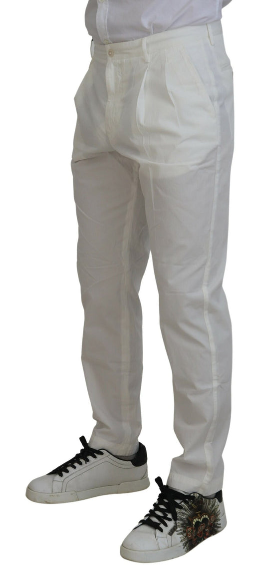 Pantalones chinos ajustados blancos de algodón Dolce & Gabbana