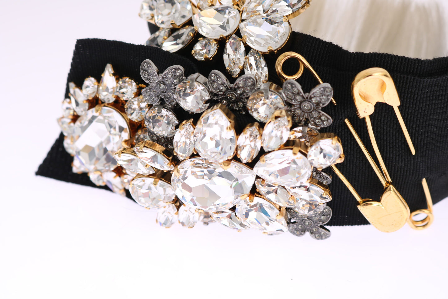 Dolce & Gabbana Diadema de peluquería blanco con cristales negros