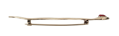Dolce & Gabbana Broche Pin Serpiente de Latón Plateado con Cristales
