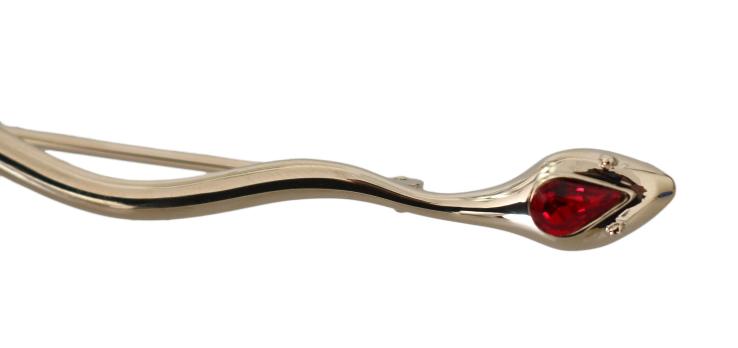 Dolce & Gabbana Broche Pin Serpiente de Latón Plateado con Cristales