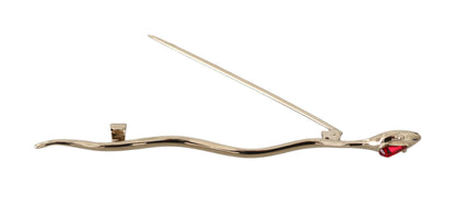 Dolce & Gabbana Broche Pin Serpiente de Latón Plateado con Cristales