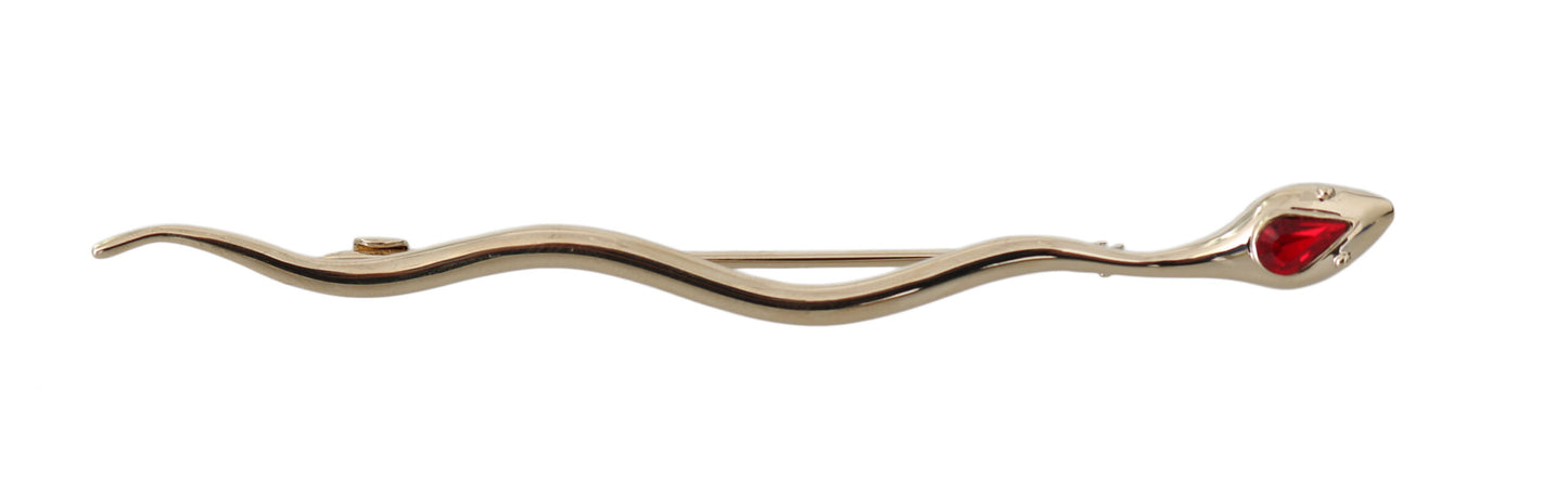 Dolce & Gabbana Broche Pin Serpiente de Latón Plateado con Cristales
