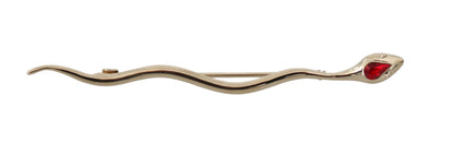 Dolce & Gabbana Broche Pin Serpiente de Latón Plateado con Cristales