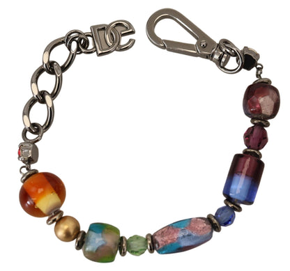 Pulsera de cadena plateada de latón con abalorios y broche de langosta multicolor de Dolce & Gabbana