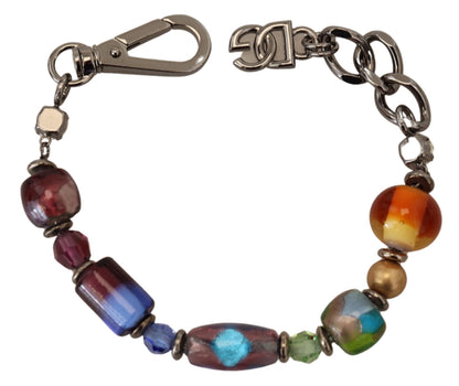 Pulsera de cadena plateada de latón con abalorios y broche de langosta multicolor de Dolce & Gabbana