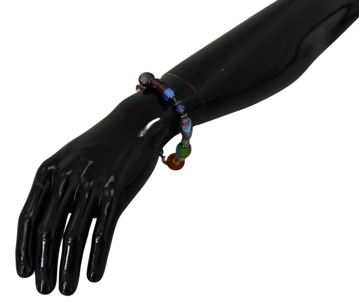 Pulsera de cadena plateada de latón con abalorios y broche de langosta multicolor de Dolce & Gabbana