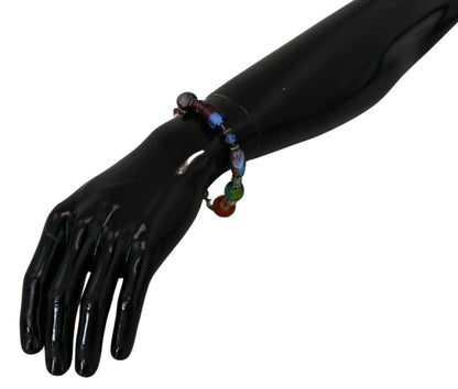 Pulsera de cadena plateada de latón con abalorios y broche de langosta multicolor de Dolce & Gabbana