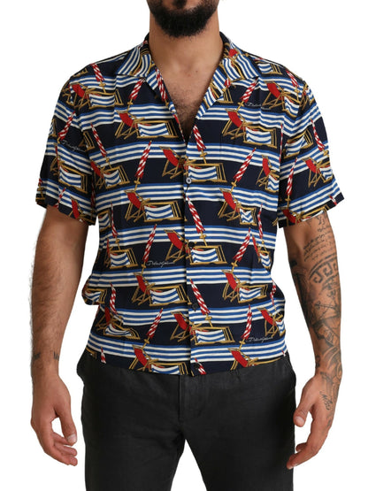 Camisa de manga corta Dolce & Gabbana Multicolor Beach Chair