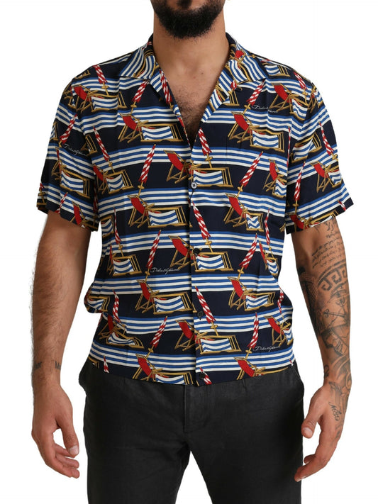 Camisa de manga corta Dolce & Gabbana Multicolor Beach Chair