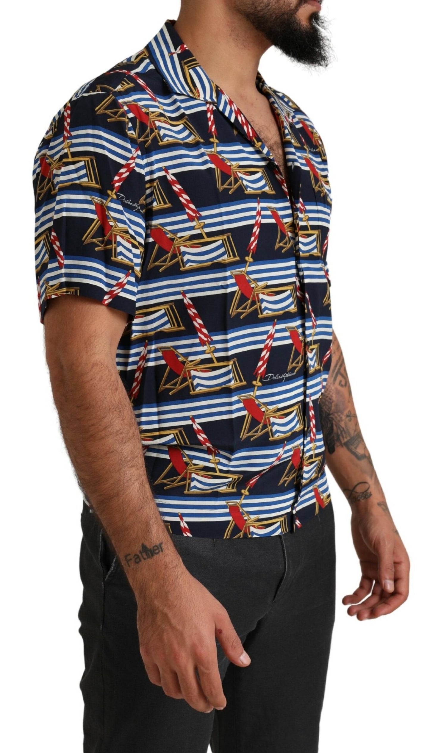 Camisa de manga corta Dolce & Gabbana Multicolor Beach Chair