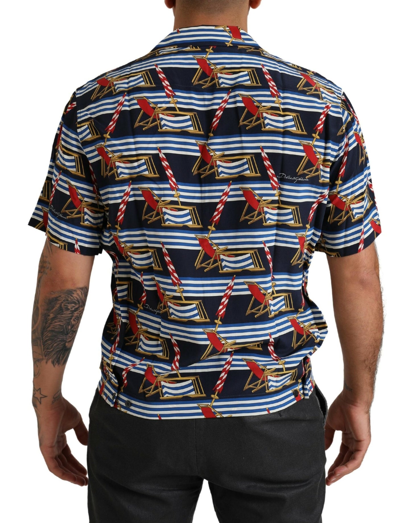 Camisa de manga corta Dolce & Gabbana Multicolor Beach Chair