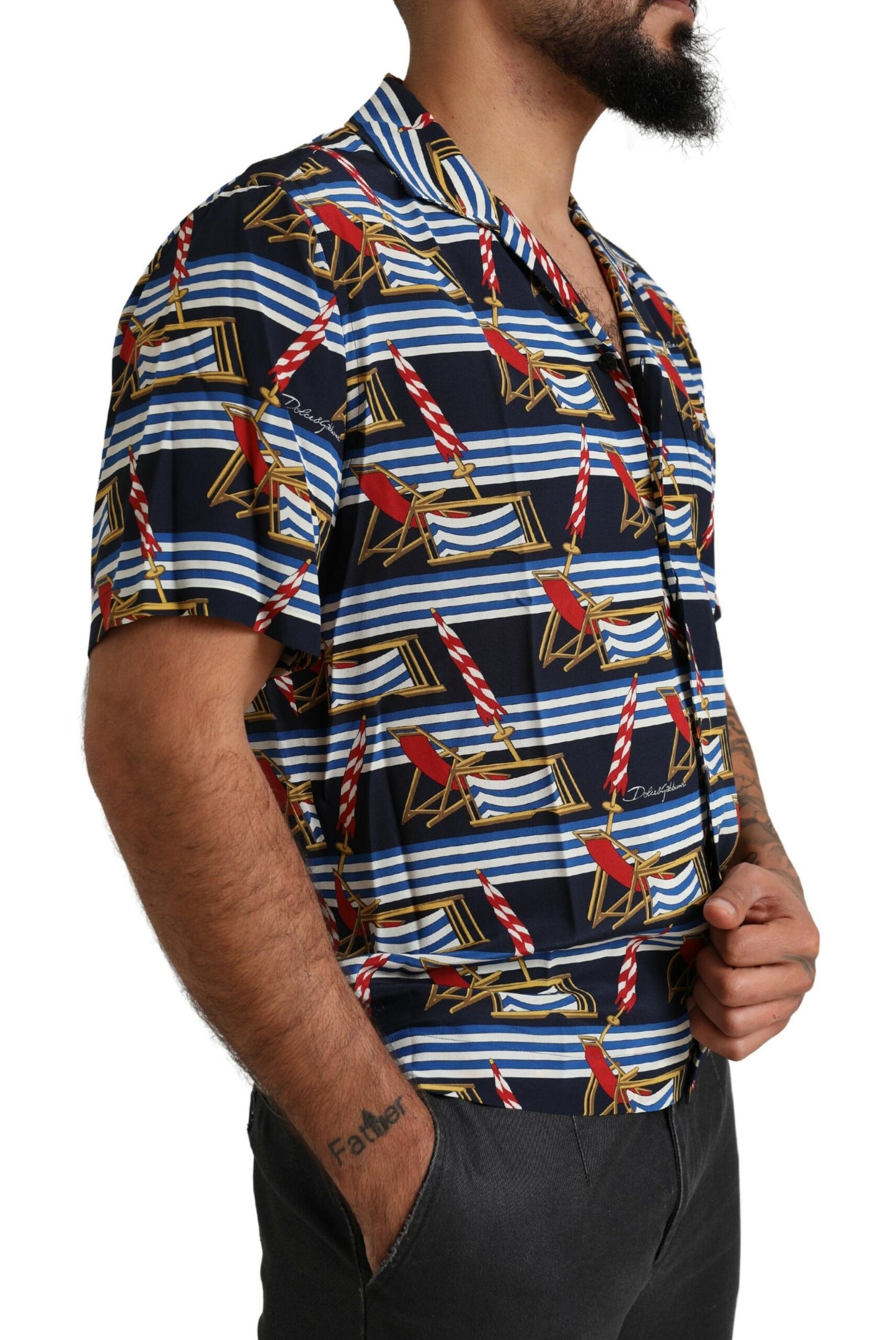 Camisa de manga corta Dolce & Gabbana Multicolor Beach Chair