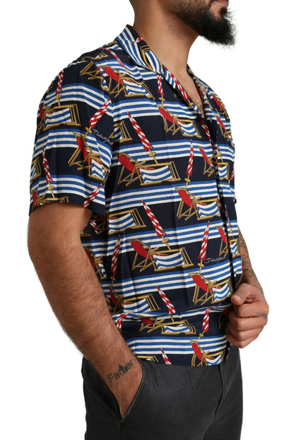 Camisa de manga corta Dolce & Gabbana Multicolor Beach Chair