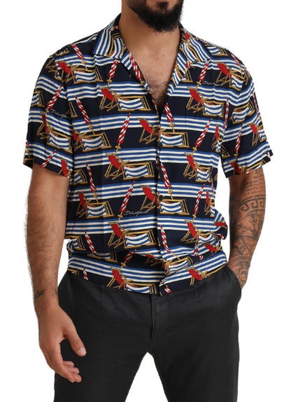Camisa de manga corta Dolce & Gabbana Multicolor Beach Chair