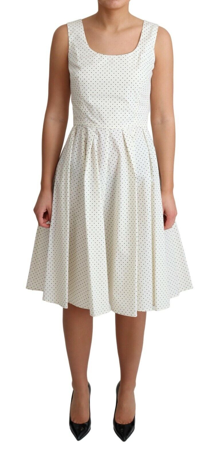 Vestido de algodón blanco de Dolce & Gabbana con lunares y corte en A