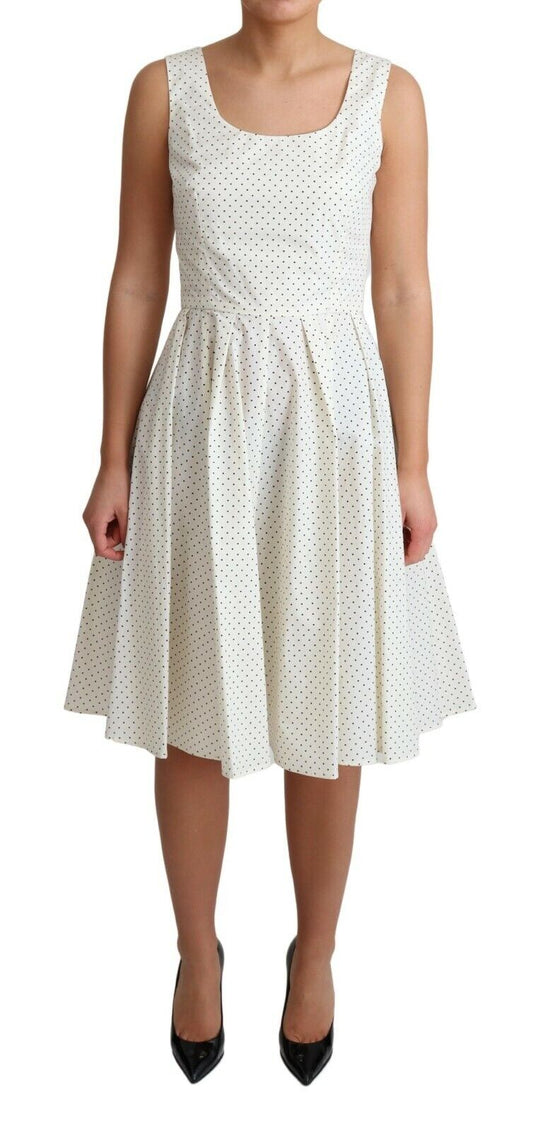 Vestido de algodón blanco de Dolce & Gabbana con lunares y corte en A