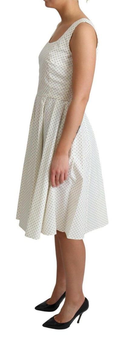 Vestido de algodón blanco de Dolce & Gabbana con lunares y corte en A