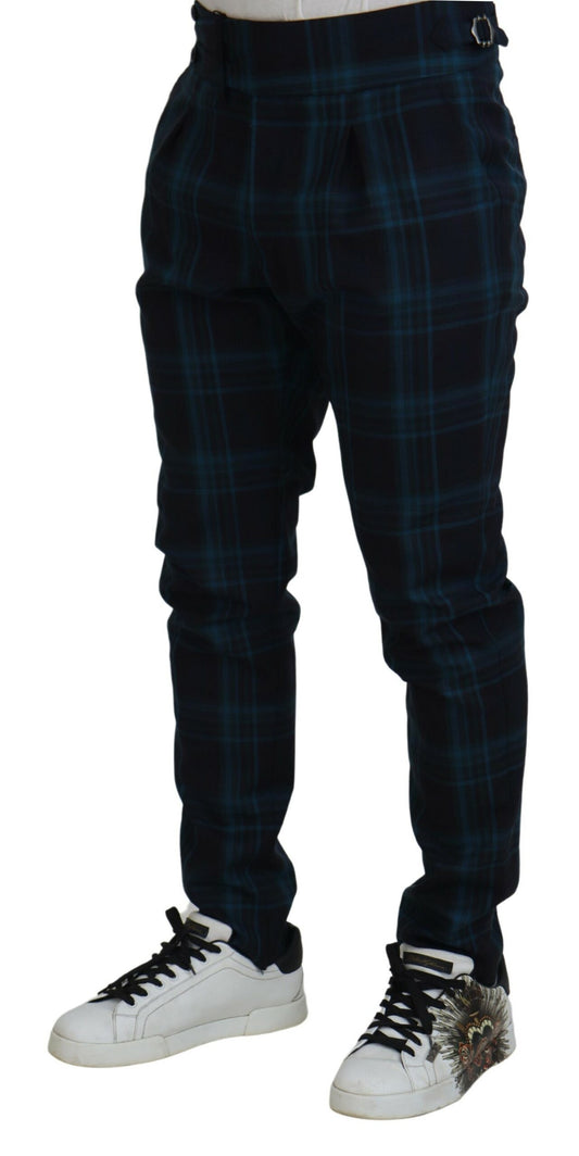 Pantalones de lana a cuadros azul morado Dolce & Gabbana