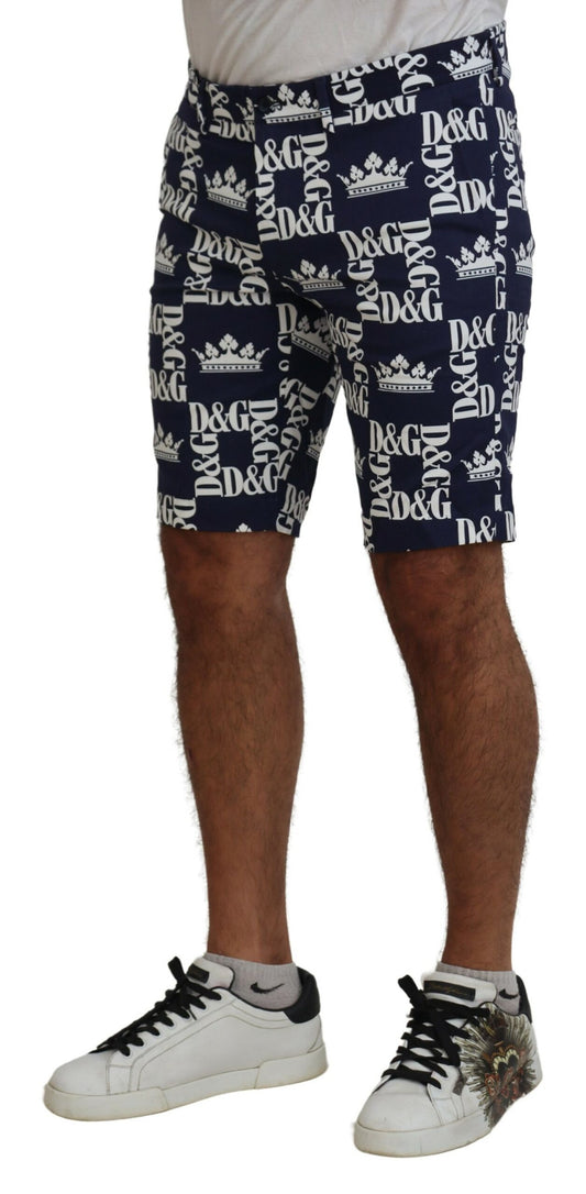 Shorts chinos de algodón con logo estampado en azul de Dolce & Gabbana